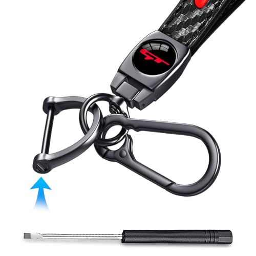 Image of GT Keychain for Kia K3 Forte Cerato 2021-2024, Black Leather & Metal Car Key Fob Holder, Red GT Logo Car Keychain Accessories