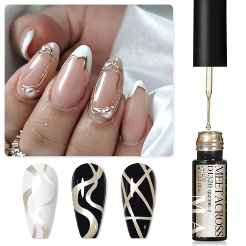 Set de 2 piezas de gel para uñas metálico plata y oro miniatura 6