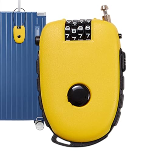 Candado de cable – Cerradura de combinación de 4 dígitos | Cerraduras retráctiles de alambre para equipaje | Seguridad portátil para cascos, cuerda de alambre de acero extensible, diseño antirrobo