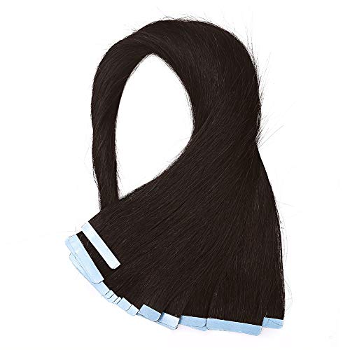 20inch #1B 40pcs/100g Highlighted Tape in Hair Extension Human Hair Straight Remy Hair Bonding Double Sided Tape Seamless Skin Weft Hair