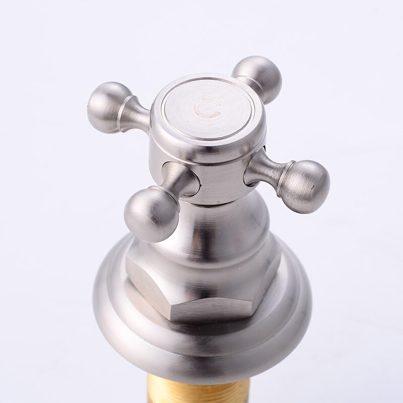 Grifo de Lavabo de baño de níquel Cepillado, Juego de 3 Piezas de manija Doble, Grifo de bañera GZ-8205L