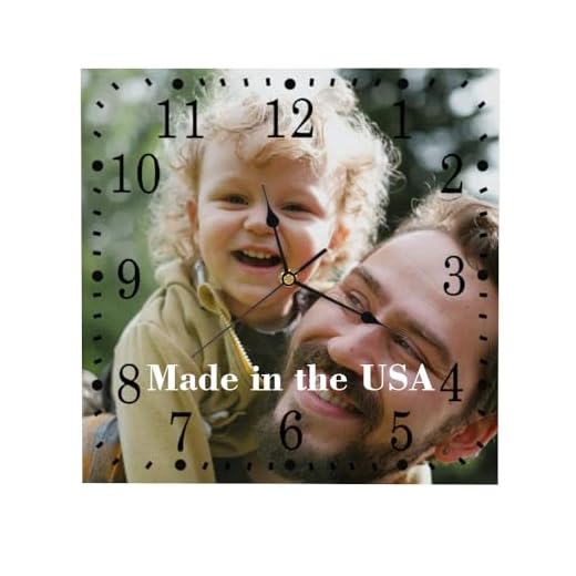Custom Wood Wall Clock with Photo Text Image,15x15 Inch Personalized Hanging Rustic Wood Clock, Silent Clock Wall Art for Bedroom Living Room Kitchen Mother's Father's Day Birthday Gift Idea
