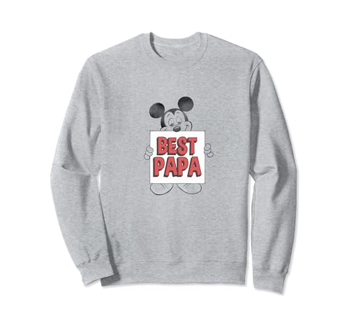 Sweatshirt Mickey Best Papa Disney en molleton pour homme avec col rond classique