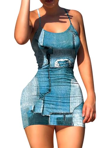 Image of Nimsruc Women Sexy Bodycon Mini Dress Summer Short Backless Spaghetti Strap Dresses