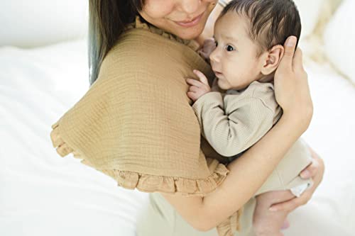 Leyl&Ari Baby Girl Newborn Essentials | Baby Girl Gift | Ruffle Muslin Burp Rags (Dusty Rose & Sand Set)2