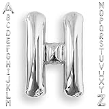 AULE 40 Inch Big Letter Balloon Silver H Large Foil Helium Alphabet Balloons A-Z for Birthday Anniversary Graduation New Year Party Decoration Supplies
