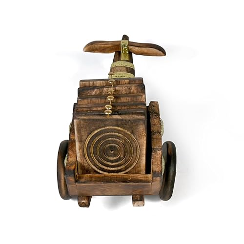 Image of This Set of six Wooden Drink Coasters is Perfect for Office and Home use and May be Used for Coffee Mugs, Tea Cups, Beer cans, bar tumblers, and Water Glasses. Wood cart