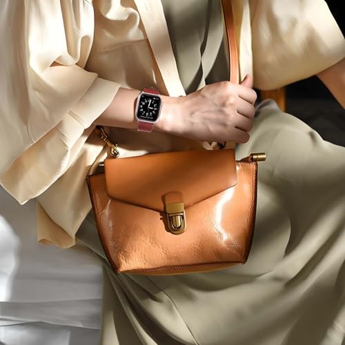 Genuine Leather Band Compatible with Apple Watch Bands for Women Men 49mm 46mm 45mm 44mm 42mm 41mm 40mm 38mm, Soft Leather Replacement Strap for iWatch Ultra/SE/Series 11 10 9 8 7 6 5 4 3 2 1