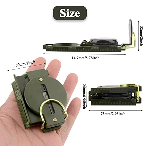 Mucxniiy Military Lensatic Sighting Compass, Boy Scout Compass For Kids, Waterproof And Shakeproof Hand Held Compasses With Whistle For Outdoor, Camping, Hiking, Military Usage, Gifts #TOP1