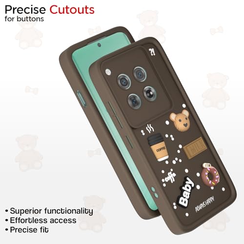 Image of Outlouders Back Cover for OnePlus 12 5G | 3D Cartoon Bear Cute Fun Silicone Full Body Protection Bumper Case (Brown)