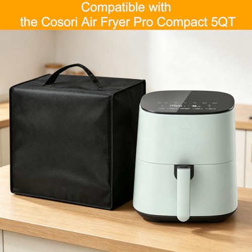 Image of Air Fryer Cover for Cosori 5 QT Air Fryer, Heavy Duty 600D Nylon Dust Proof 9.84 inchx13.78 inchx11.61 inch, Heat Resistant Oil Proof Protective Kitchen Appliance Cover with Top Handle