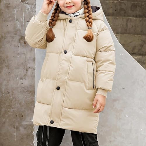 Girls Puffer Jacket Long Down Coat Heavyweight Hooded Padded Winter Coat Medium Length Quilted Outwear for Kids2