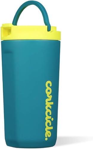 Miniatura 2 de Corkcicle Botella de agua aislada para niños con popote acero inoxidable marea eléctrica capacidad para 12 onzas Algodón de azúcar, Azul Marino