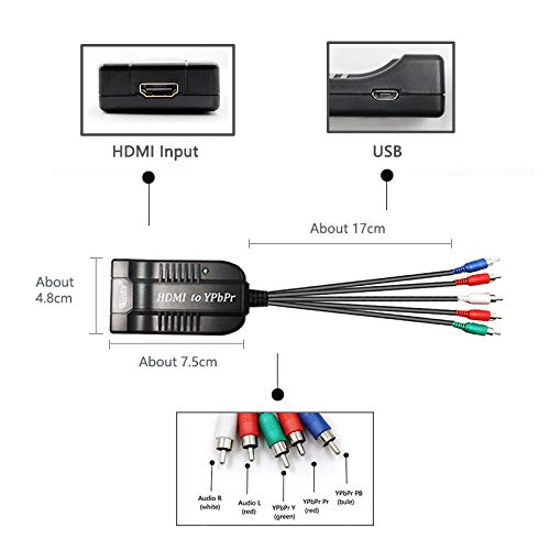 Convertidor HDMI a componente YPbPr Wiistar con salida 5RCA para separar audio y video 4