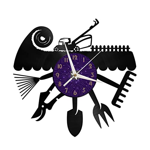Horloge murale vinyle silencieuse outils de la ferme LED 30cm - 4