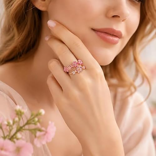 Bague réglable fleur de cerisier, le cadeau de bijoux floraux - 2