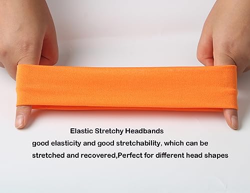 Image of Sport Yoga Headbands,Pack of 14,Fashion Soft Elastic Polyester Sweatband Yoga Stretchy Headband for Women Man Girl (Yellow)