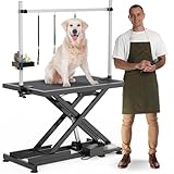 YITAHOME 50" Professional Electric Dog Grooming Table for Large Dog at Home, Heavy Duty Foldable Pet Dog Grooming Station w/Adjustable Arm, Dog Grooming Stand Table w/3 Nooses, Tool Organizer, Black