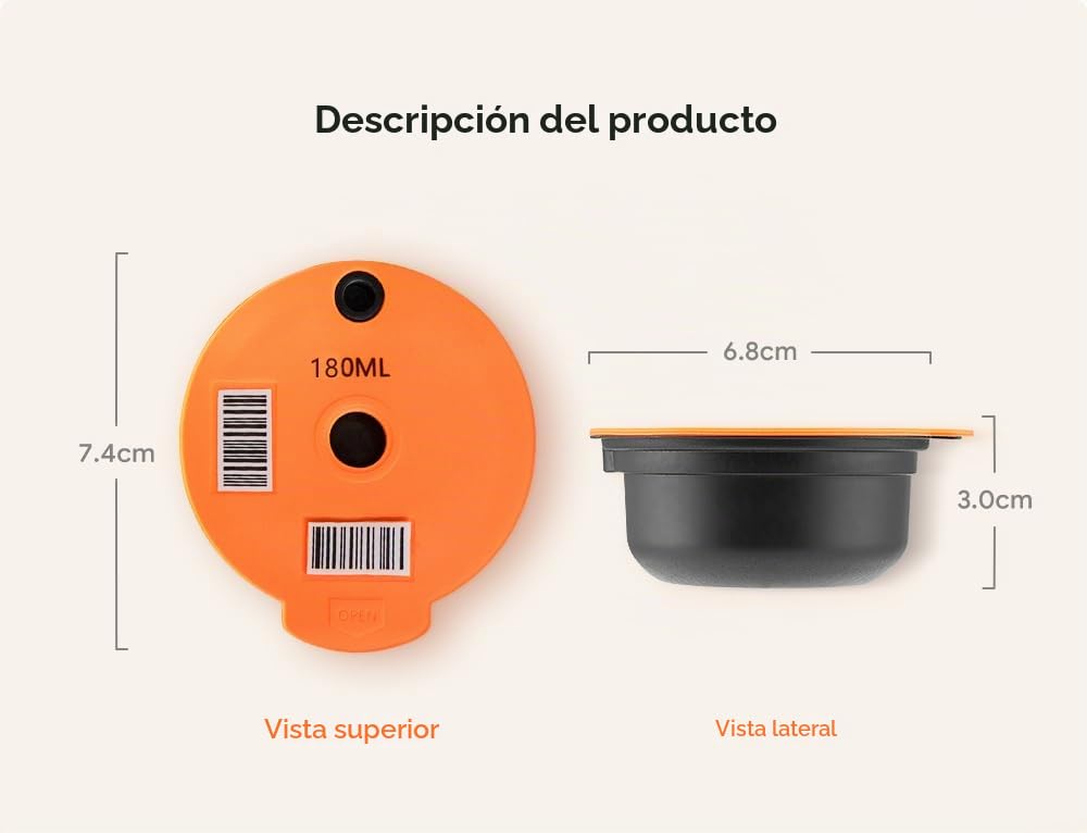 Tassimo - Cápsulas recargables de 60 + 180 ml + tapas de silicona adicionales de 200 + 220 ml, cápsulas de café reutilizables para máquina Tassimo, cápsulas Tassimo reutilizables con un prensador de