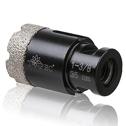 Topec Diamond Core Drill Bits, 1-3 8 Inch 35mm Core Drills Set, Laser Welded Dry Wet Hole Saws for Drilling Drilling Hard Granite Marble Concrete Brick Stones