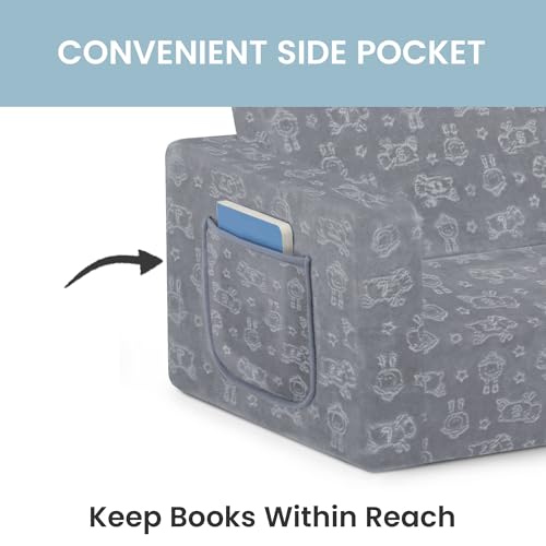 Delta Children - Serta Perfect Sleeper Kids 2-Seater Sofa, Convertible 2-in-1 Flip Open Toddler Couch Sleeper, Foam Chair for Playroom & Bedroom, Bed Lounger, Comfy Play Sleeping Lounge Chair, Grey by Delta Children - Image 5