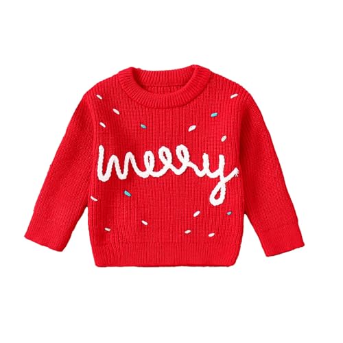 Boys Girls Fall Winter Christmas Merry Sweater Striped Sweater