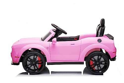 Best Ride On Cars Dodge Challenger, Kids Electric Car 12v Battery Powered Electric Vehicle, Kids Ride-On Toy with LED Lights, Radio, Bluetooth, Remote Control, Pink - Thumbnail 3