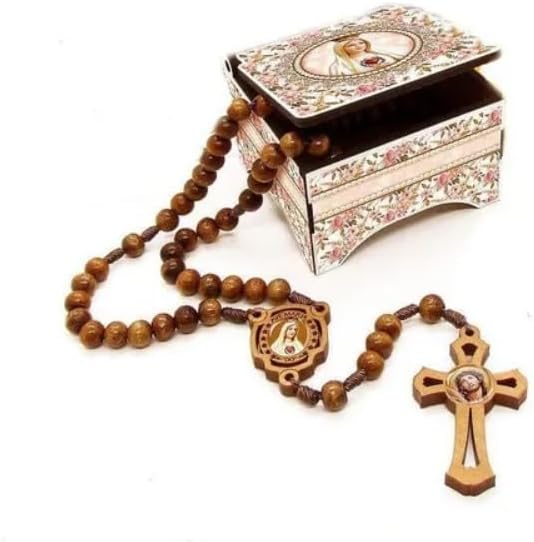 Terço Nossa Senhora de Fátima com Contas 8 mm e Caixa MDF