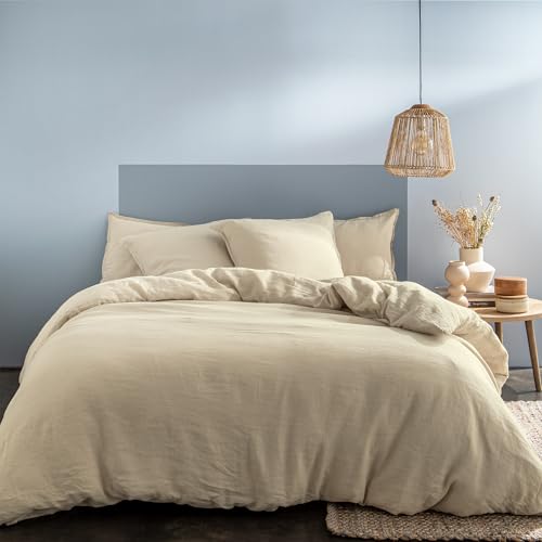 MATT & ROSE Parure de lit Unie Passion Lin 2 Personnes | 100% Lin Lavé | Oeko-TEX® Standard 100 | Housse de Couette 240x220 + 2 Taies d'oreiller 65x65 cm |...