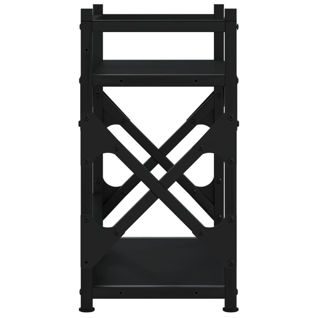 Supporto per stampante a 2 ripiani, nero, 40 x 20 x 40 cm, in legno con struttura in metallo, gambe regolabili e tappi in plastica, supporto da scrivania multifunzione per stampanti