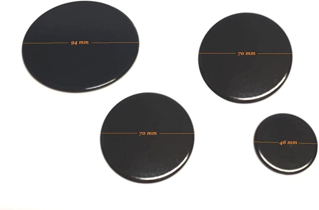 RYELDOM Kit 4 Bruciatori e 4 Piattini per Piano Cottura, Set Fuochi Cucina 1 Grande 2 Medi 1 Piccolo Compatibile con Varie Marche