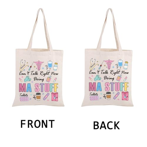 PWHAOO Medical Assistant Tote Bag Can’t Talk Right Now Doing MA Stuff Tote Bag Medical Assistant Appreciation Gift3
