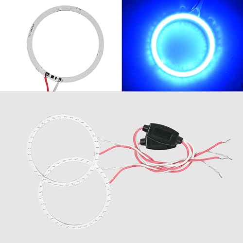 Image of 2 x 80 /70 /60 /50 /38 mm 93 LED CCFL Headlight COB Angel Eyes Halo Ring Lamp 12-24V (Blue, 50 MM)
