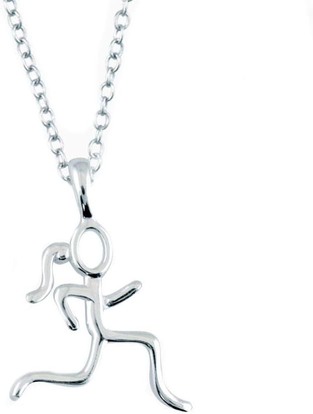 Gone For a Run Sterling Silver Stick Runner Necklace | .925 Sterling Silver Necklaces | Running Jewelry
