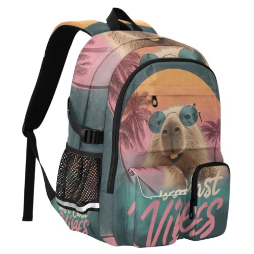 Mochilas de viaje West Coasts Capybaras escolares para adolescentes y las jornadas de clase 2