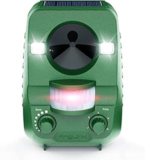 Ultrasonic Animal Repellent Outdoor - Solar Powered Dog Repeller with Motion Sensor & LED Flash Deterrent for Cat, Raccoon