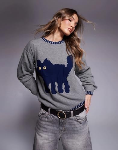 Image of Sweaters for Women Crewneck Long Sleeve Contrast Pullover Graphic Chic Stitch Style Sweater Pullover Jumper Tops