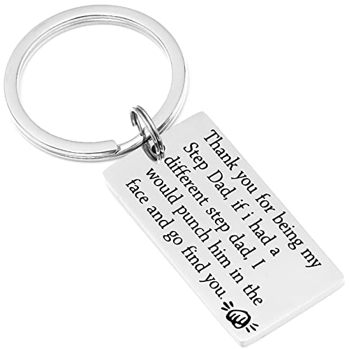 Hutimy Stepfather Gifts Keychain for Stepdad Key Chain Ornament Stepfather's Keyring Jewelry Stepdad Keychain