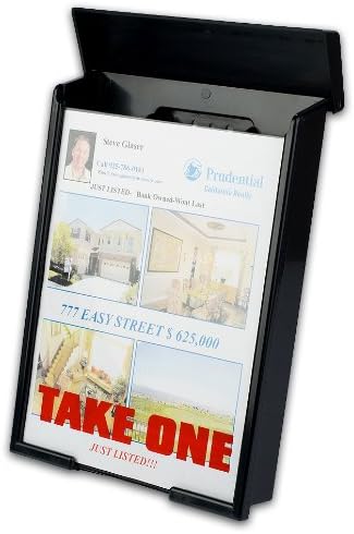 Black Snap Shut Brochure Box Brochure Holder Flyer Box Black Outdoor"Realtor Style" Info Box Real Estate Realtor Supplies