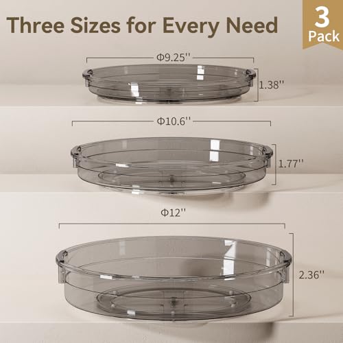 LAMU Lazy Susan Turntable Organizer for Cabinet Refrigerator Rotating Condiment Organizer for Fridge, Countertop, Bathroom, Vanity, Kitchen Pantry Organizers and Storage, Clear - Image 7