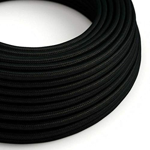 Vintage 10m 3 Core Round Cable fabric Braided wire for DIY Lamps Industrial Pendant Lights Lighting (Black)