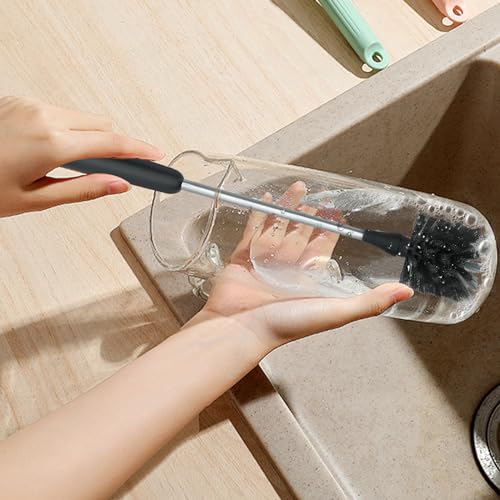 Image of Long Bottle Brush, 15.15 in Bendable Cleaner Brushes for Cleaning Neck Beer Bottles, Wine, Baby Bottles, Water Bottles, Tumblers, Flask, Bird Feeder, Vase, Pipes and Brewing Supplies Black /1Pack