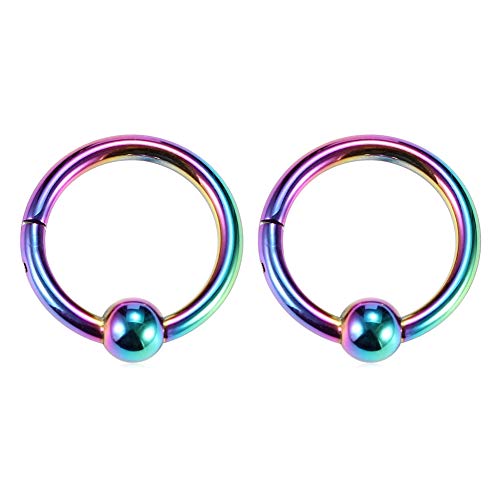 GAGABODY Captive Bead Rings Stainless Steel Nose Piercing Jewelry Surgical Steel 10mm Rainbow Gauge Earrings Helix Earring 14g Seamless Ring Conch Piercing
