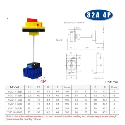 Interrupteur sectionneur cadenassable YMD11-B de remplacement LW30 - 2