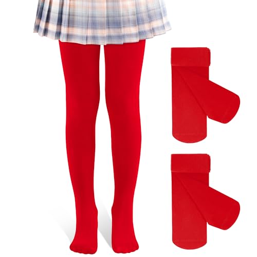 Image of 2 Pack Girls Tights Dance Tights Ballet Girls School uniform Footed Leggings Stockings for Kids 1-13 Years