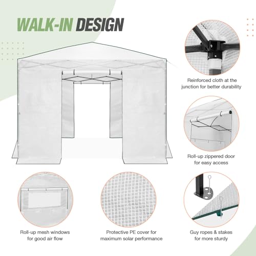Image of EAGLE PEAK 10x10 Easy Setup Pop Up Greenhouse, Clear /White