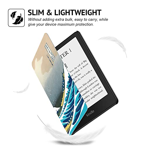 Ayotu Case For All-New 6.8" Kindle Paperwhite (11Th Generation- 2021 Release) - Pu Leather Cover With Auto Wake/Sleep - Fits Amazon Kindle Paperwhite Signature Edition, The Surfing In Kanagawa #TOP5
