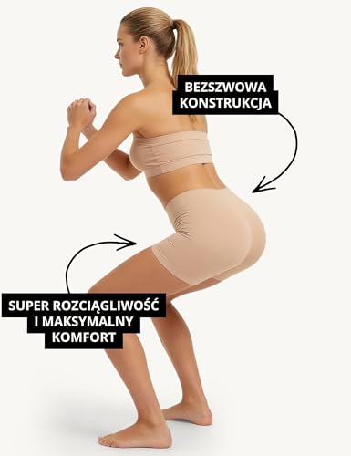 Basic Treasure 3 pary krótkich legginsów damskich, beżowy, XXL