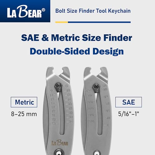 LABEAR Bolt Size Finder Tool Keychain, SAE Metric Nut & Bolt Gauge (Pack of 3) image 5
