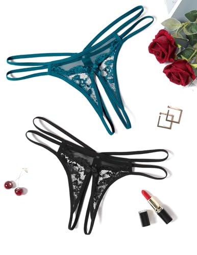 Image of Avidlove Women Lace Panties Floral Lace Briefs Mesh Hollow Out G-String Thongs T-back Underwear 1-4 Pack